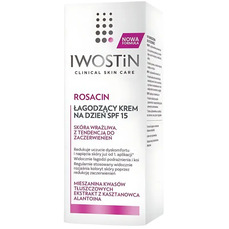 Iwostin Rosacin Łagodzący krem na dzień SPF 15, 50 ml - Do skóry naczynkowej i wrażliwej z tendencją do zaczerwienień