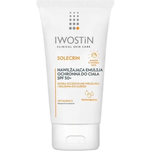 Iwostin Solecrin Nawilżająca emulsja ochronna do ciała SPF 50+, 150 ml - Bardzo wysoka ochrona UVA/UVB dla skóry wrażliwej i skłonnej do alergii