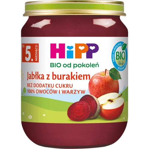 HiPP Jabłka z burakiem BIO, 125 g - Dla niemowląt po 5. miesiącu życia