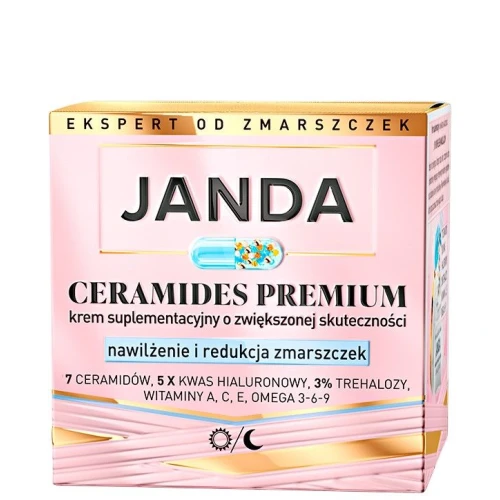 Janda Ceramides Premium Nawilżenie i Redukcja Zmarszczek Krem suplementacyjny, 50 ml  - Intensywne nawilżenie i wygładzenie