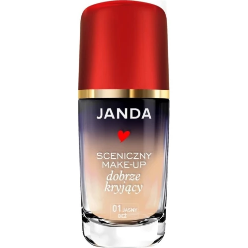 Janda Make-Up Sceniczny dobrze kryjący, nr 01 jasny beż, 30 ml - Naturalny efekt - długotrwały makijaż twarzy