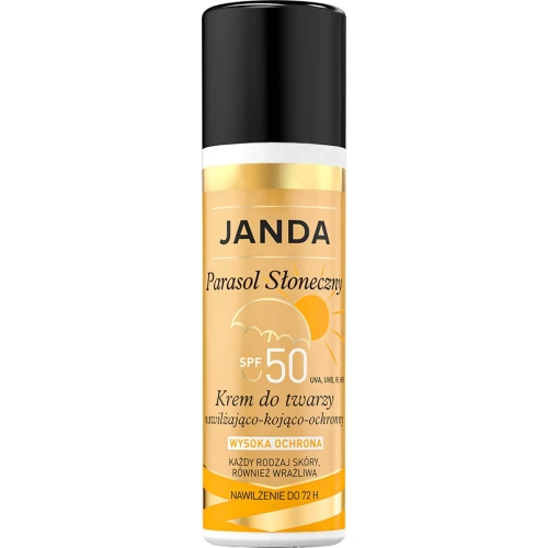 Janda Parasol Słoneczny Krem do twarzy nawilżająco-kojąco-ochronny SPF 50, 50 ml - Wysoka ochrona UVA/UVB