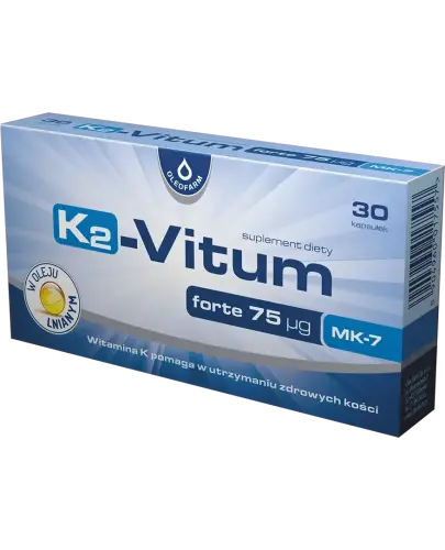 K2-Vitum Forte Oleofarm, 30 kapsułek - Suplement diety z witaminą K2 MK-7 w oleju lnianym dla osób dorosłych
