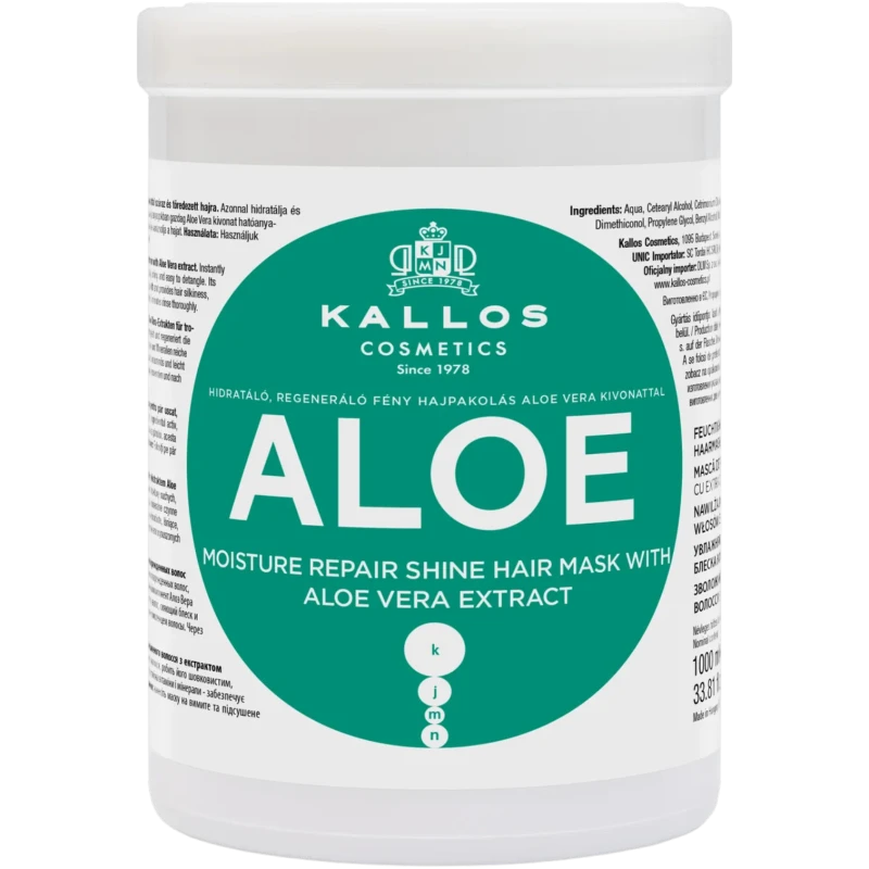Kallos Kjmn Aloe, maska aloesowa do włosów, 1000 ml - Maska do suchych włosów, nawilżenie i odżywienie