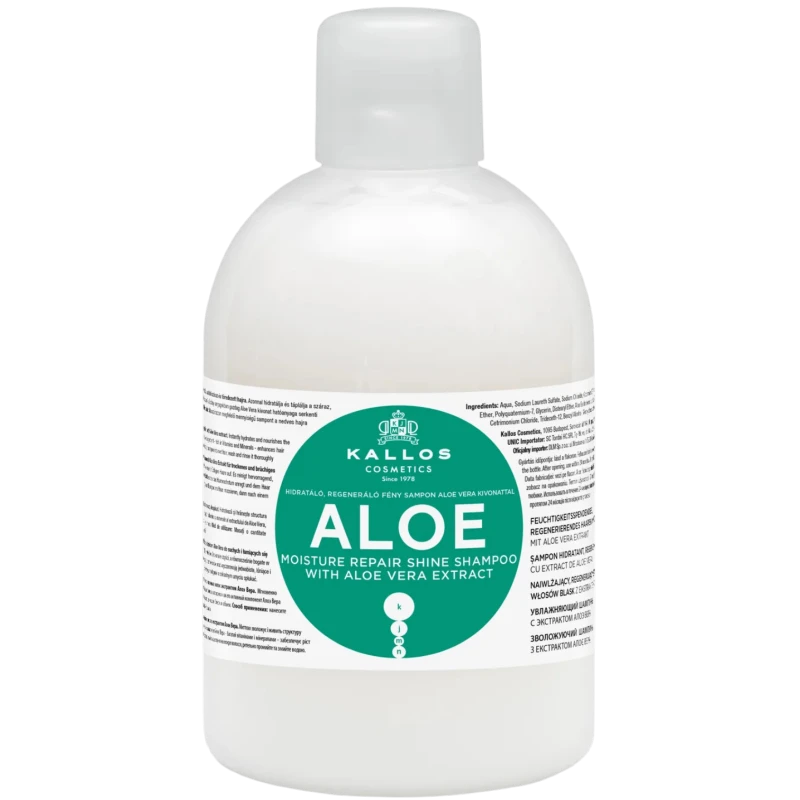 Kallos Kjmn Aloe, aloesowy szampon do mycia włosów, 1000 ml - Do włosów suchych i z rozdwajającymi się końcami