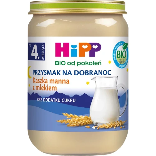 HiPP Kaszka manna z mlekiem BIO, 190 g - Dla niemowląt po 4. miesiącu życia