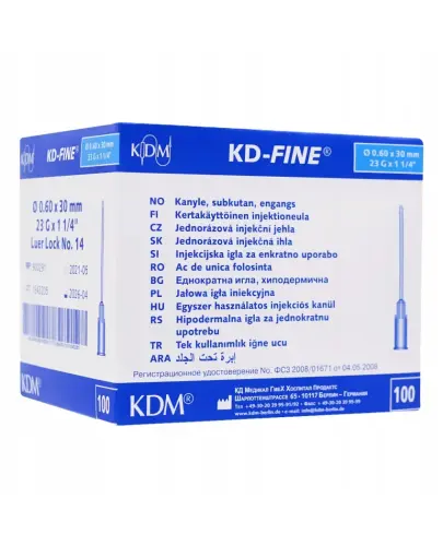 KDM Igła iniekcyjna 0,6 x 30 mm, 100 sztuk - Zapewniają sterylność i komfort użytkowania