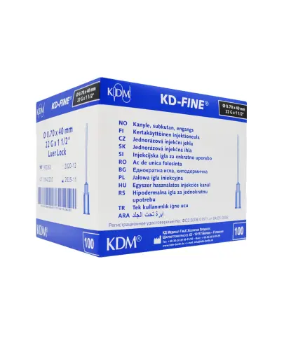 KDM Igła iniekcyjna 0,7 x 40 mm, 100 sztuk - Precyzyjne i bezpieczne wkłucia