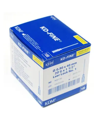 KDM Igła iniekcyjna 0,9 x 40 mm, 100 sztuk - Do iniekcji podskórnych i dożylnych