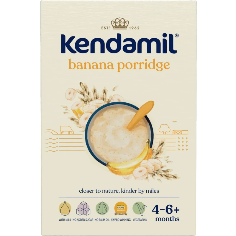 Kendamil Kaszka mleczna z bananem, 150 g - Dla niemowląt od 4. miesiąca życia