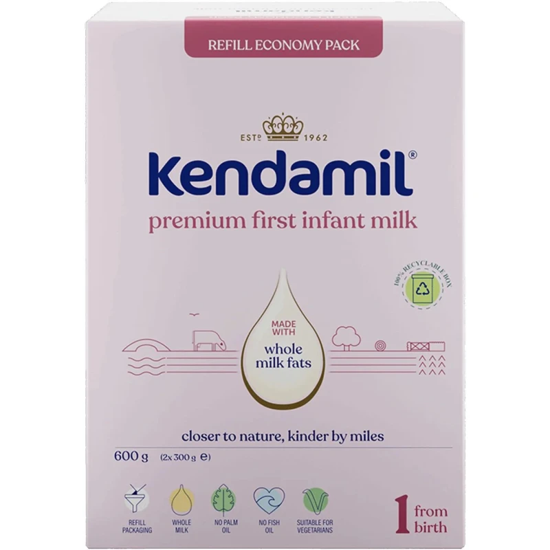 Kendamil Premium 1, Mleko modyfikowane w proszku 0-6 miesięcy, 600 g  - Mleko początkowe dla niemowląt od urodzenia do 6. miesiąca