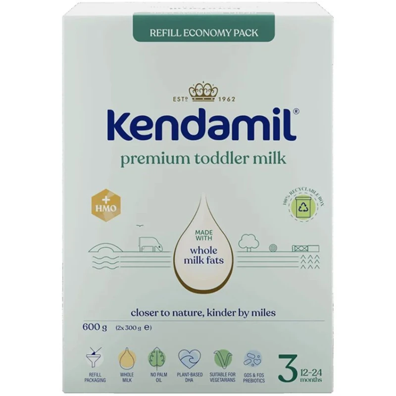 Kendamil Premium 3 HMO+ Mleko następne, 600 g - Dla małych dzieci od 12. miesiąca