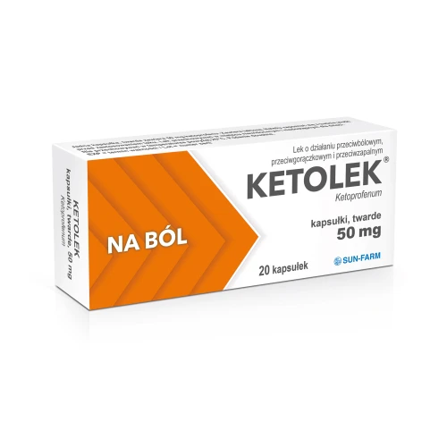 Ketolek 50 mg, 20 kapsułek - Ketoprofenum 50 mg, kapsułki twarde