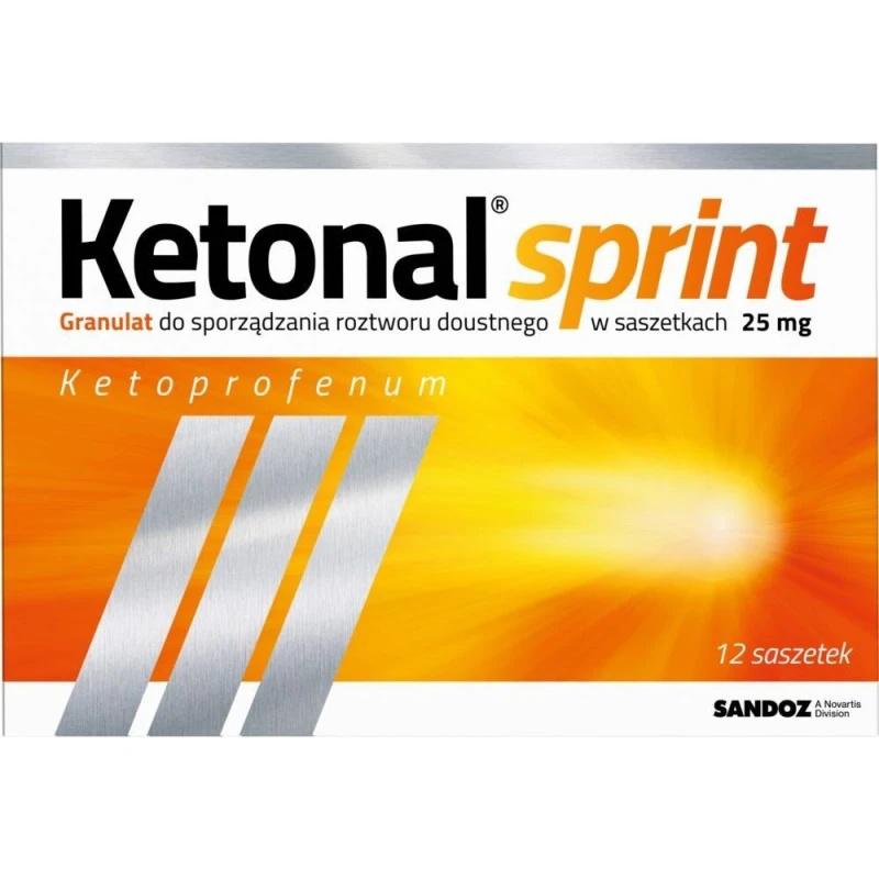 Ketonal Sprint 25 mg, 12 saszetek - Lek przeciwbólowy z ketoprofenem