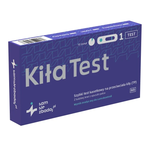 Kiła Test, szybki test kasetkowy, 1 sztuka - Wykrywa przeciwciała IgG i IgM specyficzne dla kiły z krwi z opuszki palca