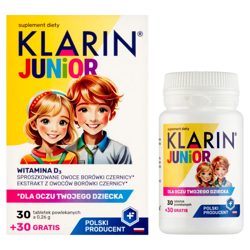Klarin Junior, 60 tabletek - Ze składnikami wspierającymi wzrok dziecka