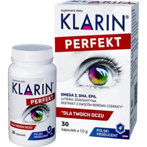 Klarin Perfekt, 30 kapsułek - Borówka, luteina i Omega 3 – wspierają prawidłowe widzenie