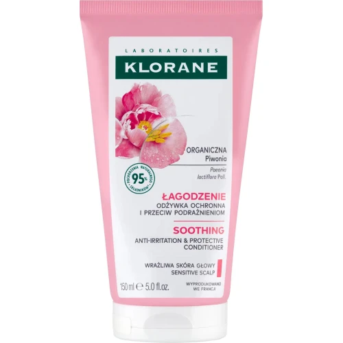 Klorane Piwonia, odżywka przeciw podrażnieniom do wrażliwej skóry głowy, 150 ml - Do spłukiwania i bez słukiwania