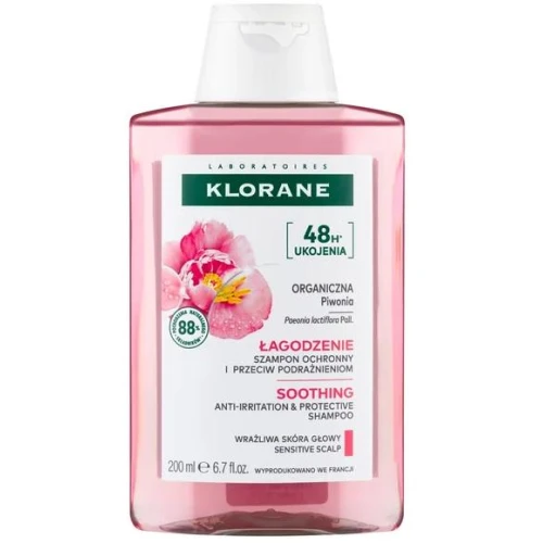 Klorane Piwonia, szampon przeciw podrażnieniom, 200 ml - Oczyszcza, chroni i łagodzi wrażliwą skórę głowy