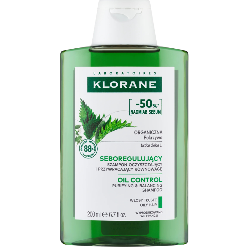 Klorane Pokrzywa Szampon do włosów przetłuszczających się, 200 ml - Odświeża, oczyszcza i redukuje nadmiar sebum