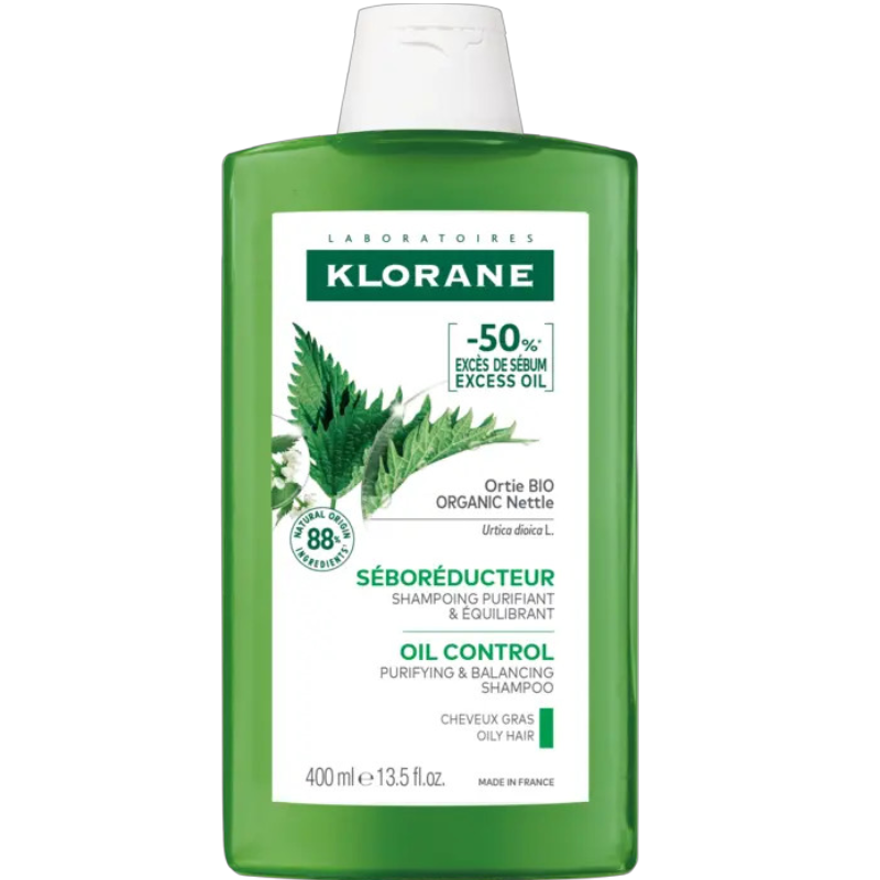 Klorane Pokrzywa Szampon do włosów przetłuszczających się,  400 ml - Oczyszcza i redukuje nadmiar sebum