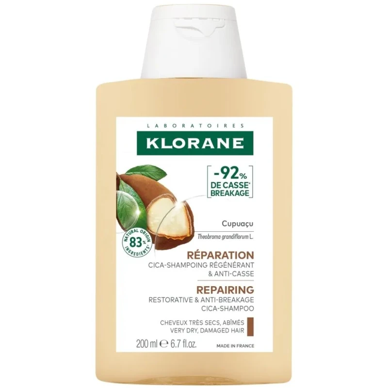 Klorane Regeneracja CICA Szampon z cupuaçu, 200 ml - Do włosów suchych, zniszczonych i łamliwych