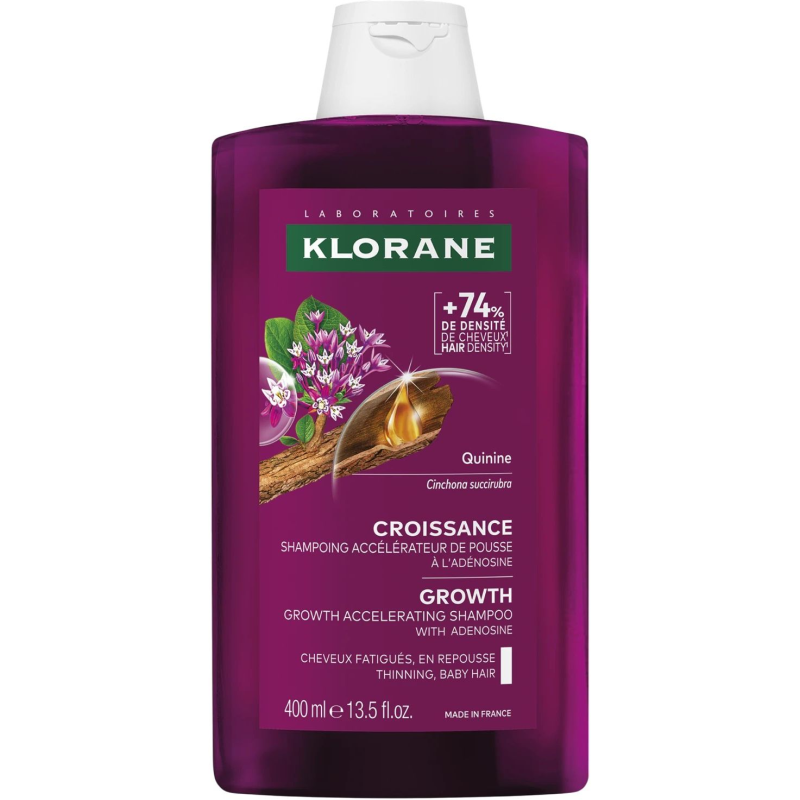 Klorane Croissance Szampon przyspieszający wzrost włosów, 400 ml - Do włosów osłabionych, wolno rosnących i odrastających