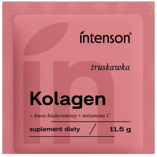 Intenson Kolagen Witamina C + Kwas hialuronowy, smak truskawka, 11,5 g - Hydrolizowany kolagen pięciu typów