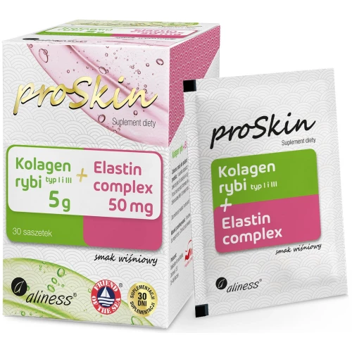 ProSkin Kolagen rybi 5 g + Elastin 50 mg Complex, 30 saszetek - Kolagen z dorsza z elastyną i witaminami
