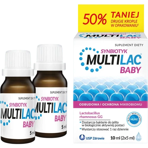 Multilac Baby, krople 2 x 5 ml - Synbiotyk dla niemowląt i małych dzieci