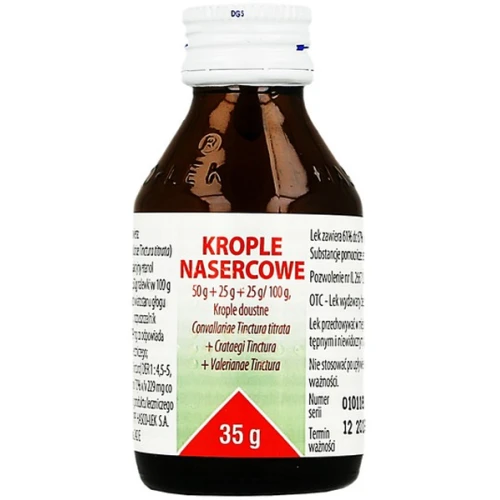 Krople nasercowe, 35 g - Łagodzą objawy kołatania serca, przyspieszony rytm, uczucie ucisku w klatce piersiowej 