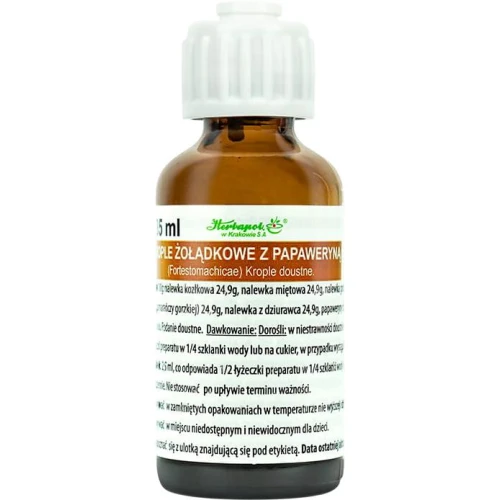 Krople żołądkowe z papaweryną, płyn doustny, 35 ml - Na problemy z trawieniem i obniżony apetyt u dorosłych