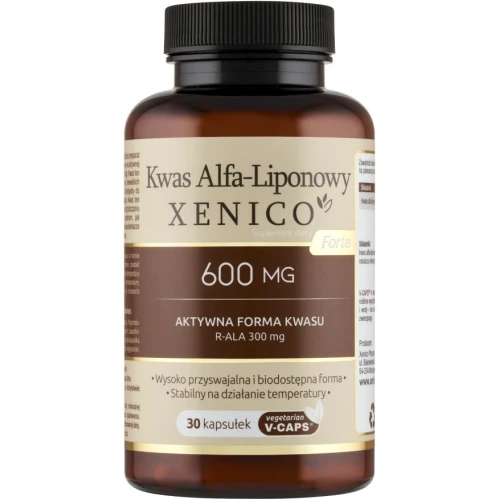 Xenico Kwas Alfa-Liponowy Forte 600 mg, 30 kapsułek - Wysokoprzyswajalny kwas alfa-liponowy w kapsułkach