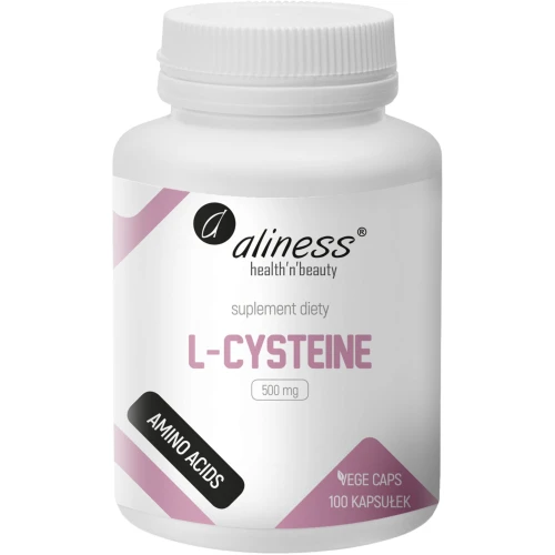 Aliness L-Cysteine 500 mg, 100 kapsułek - Aminokwas siarkowy – na łamliwe paznokcie i wypadające włosy