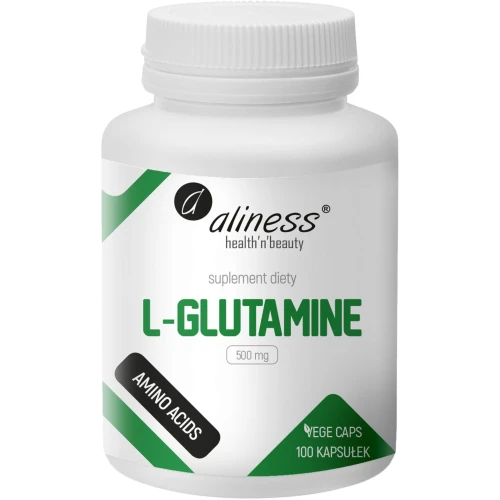 Aliness L-Glutamine 500 mg, 100 kapsułek - Zawiera czystą postać L-glutaminy