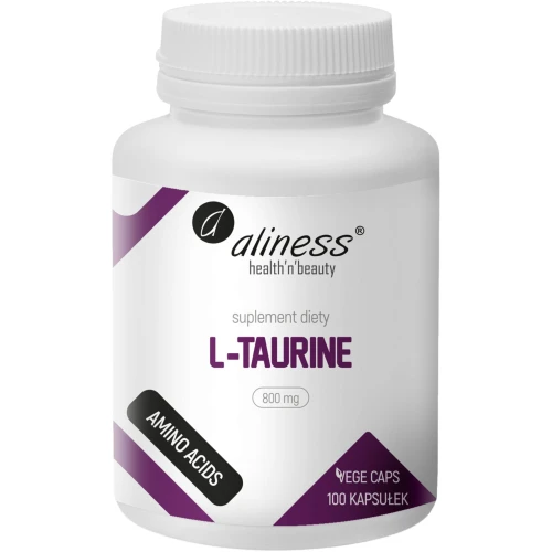 Aliness L-Taurine 800 mg, 100 kapsułek - Dla osób aktywnych fizycznie i umysłowo