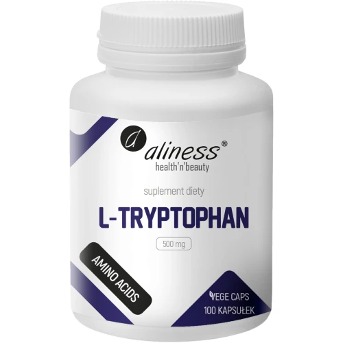 Aliness L-Tryptophan 500 mg, 100 kapsułek - L-Tryptofan – naturalne wsparcie Twojego samopoczucia
