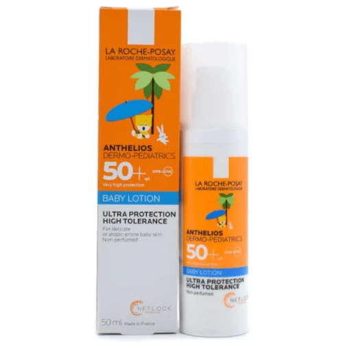La Roche-Posay Anthelios Dermo-Pediatrics, ochronne mleczko do twarzy i ciała SPF 50+, 50 ml - Chroni, koi i nawilża