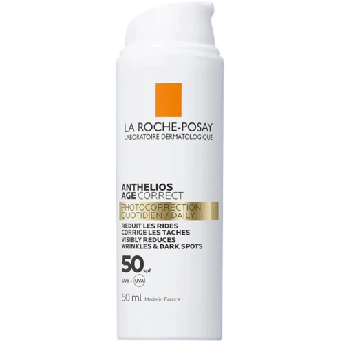 La Roche-Posay Anthelios Age Correct SPF 50 Lekki krem, 50 ml - Codzienna fotokorekcja przeciw starzeniu się skóry