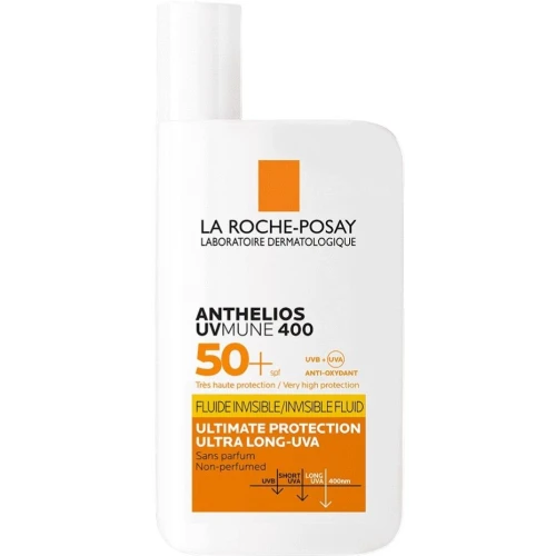 La Roche-Posay Anthelios UVMUNE 400 Niewidoczny fluid SPF 50+, 50 ml - Ochrona przed UVA/UVB oraz ultradługimi promieniami UVA