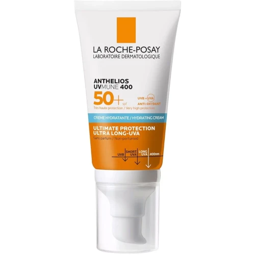 La Roche-Posay Anthelios UVMUNE 400 nawilżający krem SPF 50+, 50 ml - Zapewnia szerokie spektrum działania przed promieniami UVA i UVB 