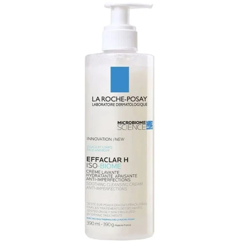 La Roche-Posay Effaclar H ISO-Biome Krem myjący przeciw niedoskonałościom, 390 ml - Gwarantuje długotrwałe nawilżenie i uczucie ukojenia