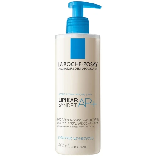 La Roche-Posay Lipikar Syndet AP+ Krem myjący do ciała, butelka 400 ml - Delikatny krem myjący do skóry atopowej, preparat na ciemieniuchę