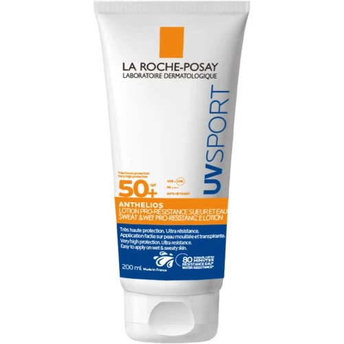 La Roche Posay Anthelios UVSPORT Wet & Sweat Pro-Resistance Lotion SPF 50+, 200 ml - Wodoodporne mleczko przeciwsłoneczne do twarzy i ciała dla aktywnych
