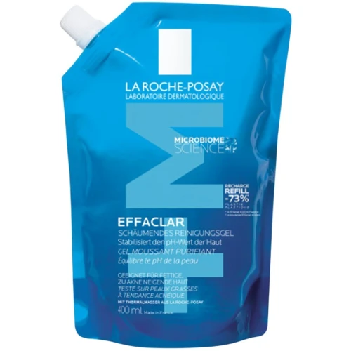 La Roche-Posay Effaclar Cleansing Gel +M Refill, 400 ml - Żel oczyszczający do skóry tłustej, wrażliwej i trądzikowej