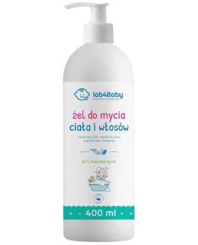 Lab4Baby żel do mycia ciała i włosów, 400 ml - Wzmacnia ochronną warstwę skóry, zapewnia jej odpowiednie nawilżenie