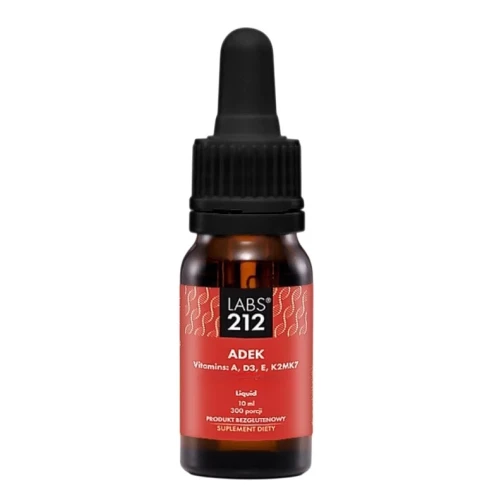 Labs212 ADEK Liquid, 10 ml - Suplement diety w kroplach z naturalnymi witaminami A, D, E i K