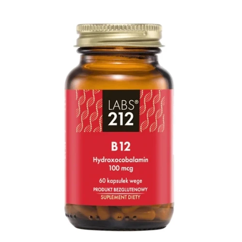 Labs212 B12 Hydroxocobalamin 100 µg, 60 kapsułek - Witamina B12 w formie hydroksykobalaminy, suplement diety