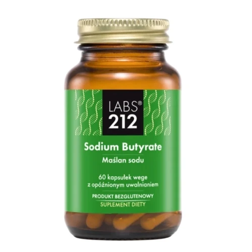 Labs212 Sodium Butyrate Maślan Sodu, 60 kapsułek - Kapsułki z opóźnionym uwalnianiem, standaryzowane na 99% kwasu masłowego