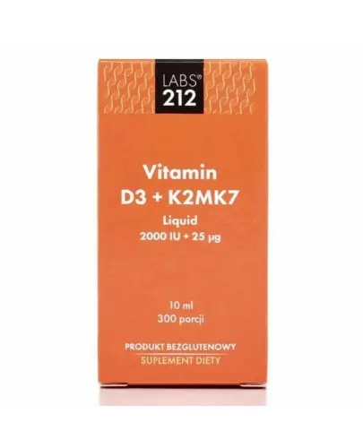 Labs212 Vitamin D3 + K2MK7 Liquid, 10 ml - Naturalne formy witamin D3 oraz K2 vitaMK7
